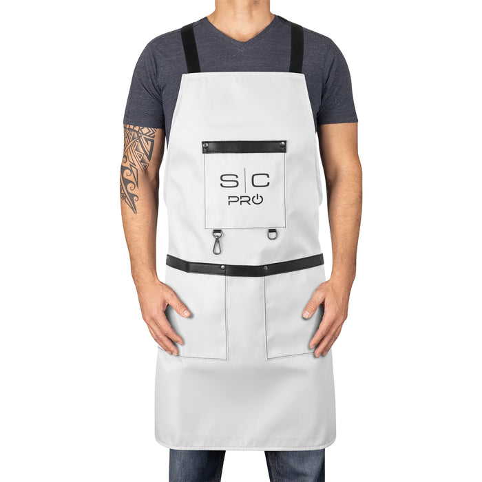Stylecraft Classic White & Black Barber Apron #SC339W