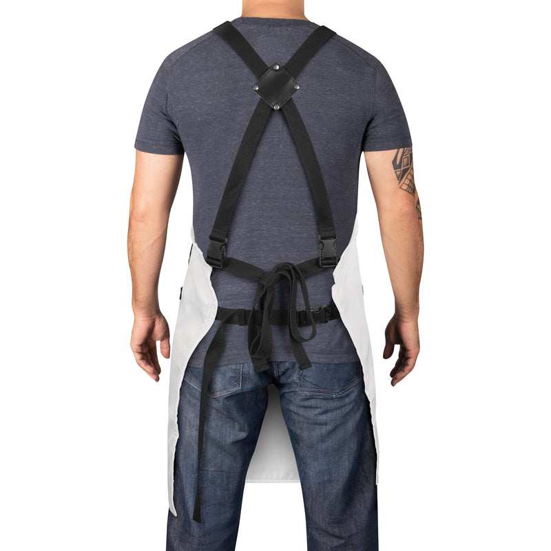 Stylecraft Water-Repellent Barber Apron with Adjustable Straps - White #SC339W