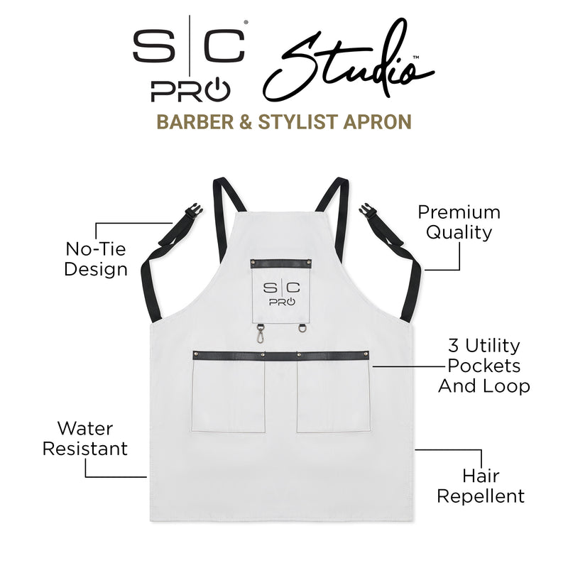 Stylecraft Water-Repellent Barber Apron with Adjustable Straps - White #SC339W