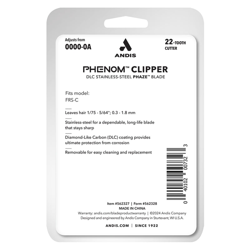 Andis Phenom Clipper Phaze DLC Stainless Steel Replacement Blade Size 0000-0A #562327