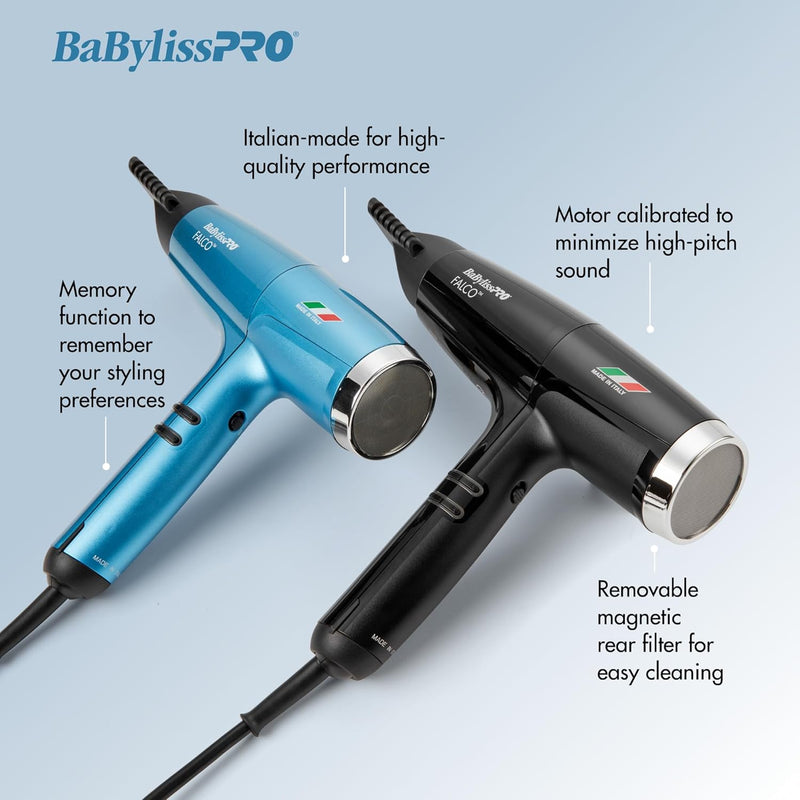 BaByliss Pro Nano Titanium FALCO Professional Italian High-Speed Dryer - Black #BNT8550B