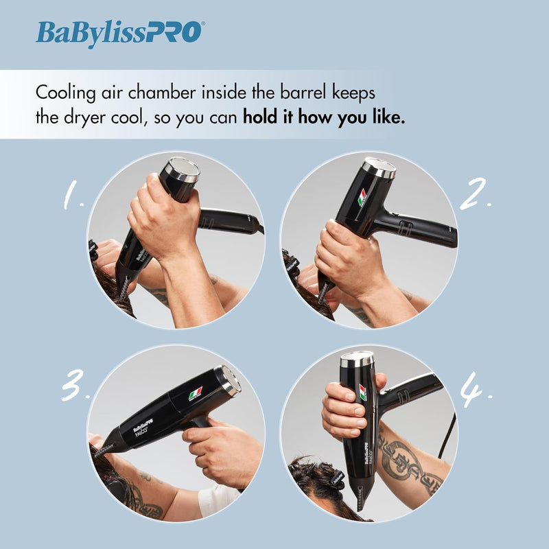BaByliss Pro Nano Titanium FALCO Professional Italian High-Speed Dryer - Black #BNT8550B
