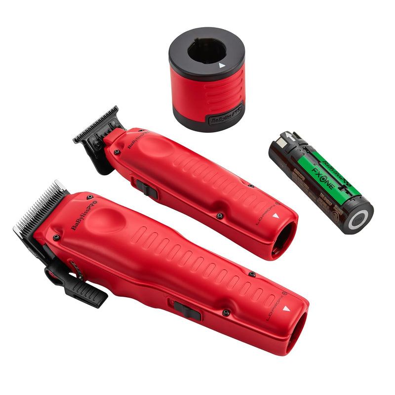 BaByliss Pro FXONE LO-PROFX Limited Edition Matte Red Clipper, Trimmer & Boosted Battery Combo #FX129MRPK