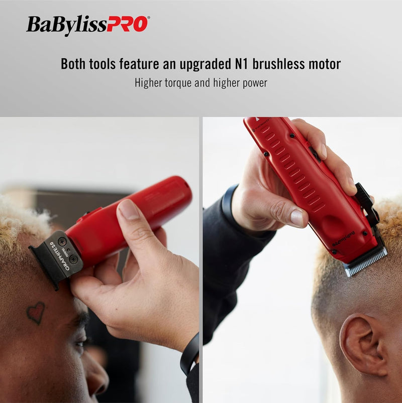 BaByliss Pro FXONE LO-PROFX Limited Edition Matte Red Clipper, Trimmer & Boosted Battery Combo #FX129MRPK