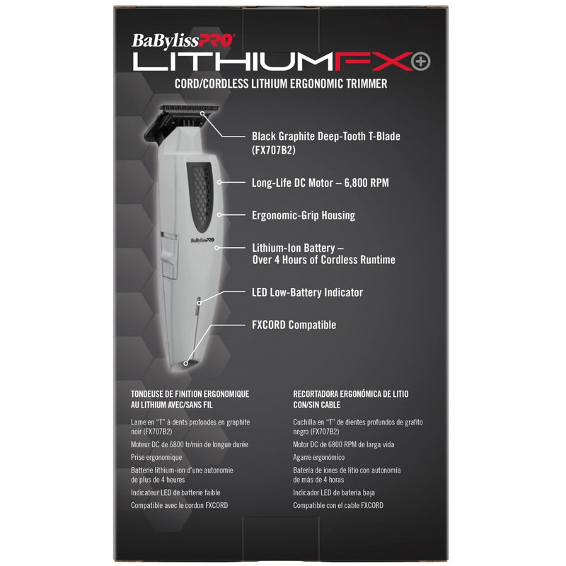 BaByliss Pro LITHIUMFX+ Limited Edition Grey Cord/Cordless Lithium Ergonomic Trimmer #FX773NGY