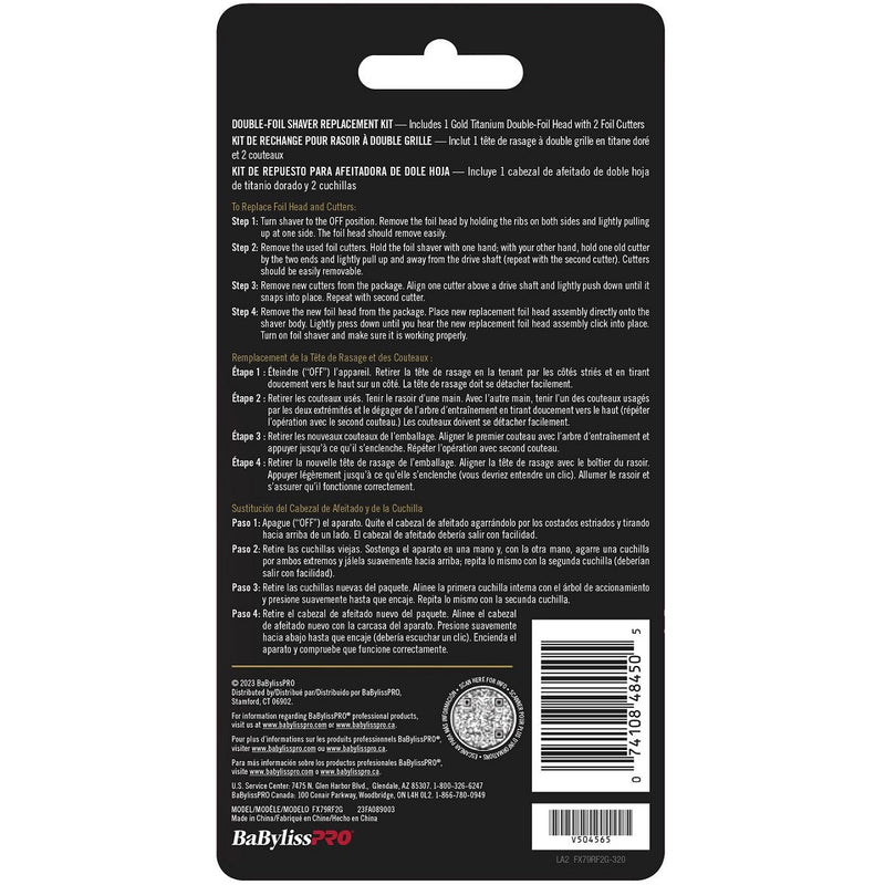 BaByliss Pro FXONE Gold Replacement Double Foil and 2 Cutters #FX79RF2G