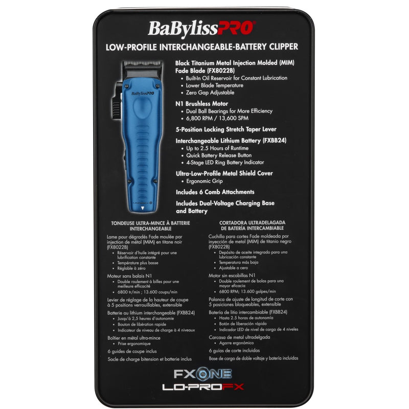 BaByliss Pro FXONE LO-PROFX LIMITED EDITION High Performance Clipper - Black & Blue #FX829BL
