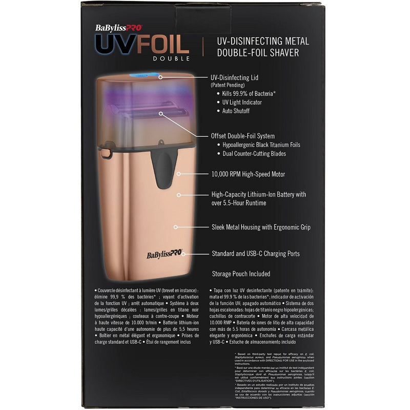 BaByliss Pro LIMITED EDITION UVFOIL Rose Gold UV Double Foil Shaver #FXLFS2RG
