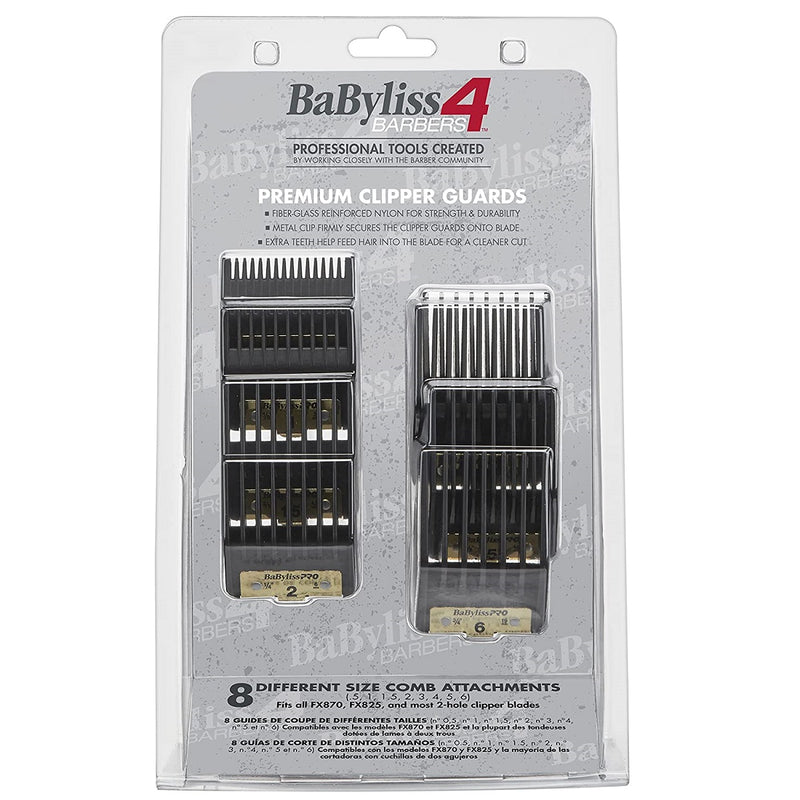 BaByliss4Barbers Premium Clipper Guards - 8 Pcs Comb Set #FXPCG