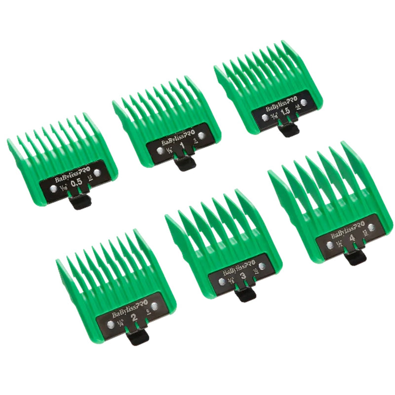 BaByliss Pro Precision Clipper Guards Green 6 Pcs Comb Set #FXPCG2