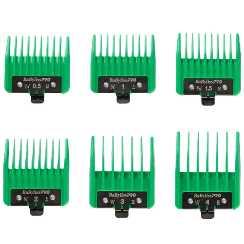 BaByliss Pro Precision Clipper Guards Green 6 Pcs Comb Set #FXPCG2