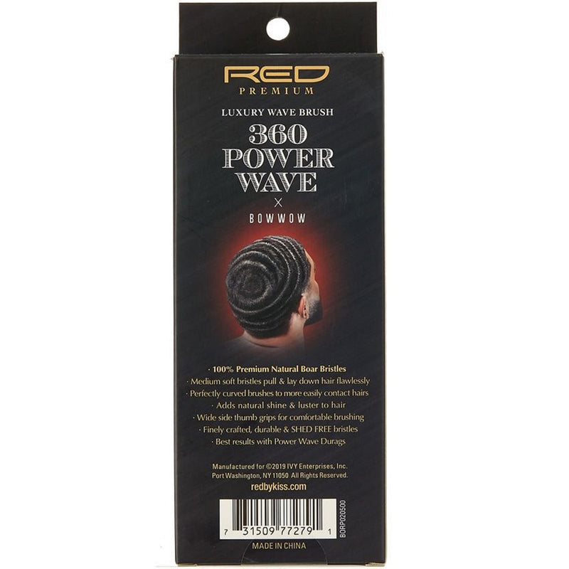 Red Premium Bow Wow X 360 Power Wave Boar Club Brush Medium Soft Bristles #BORP02