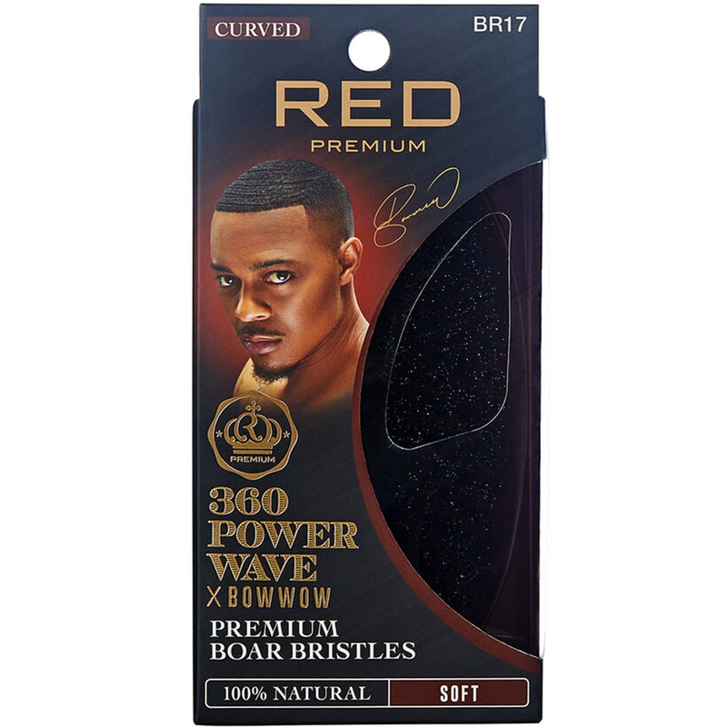 Red Premium Bow Wow X 360 Power Wave Boar Palm Brush Soft Bristles #BR17
