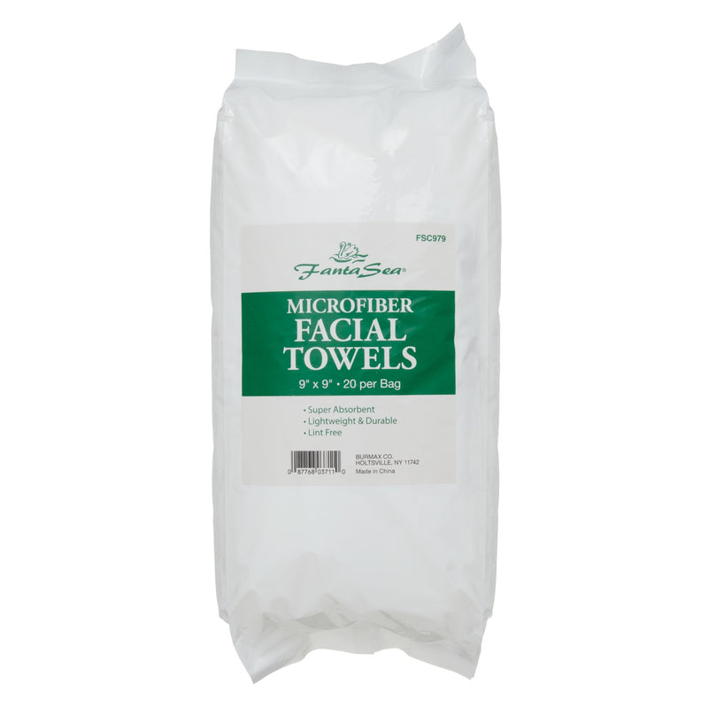 Burmax FantaSea Microfiber Facial Towels White - 20 Pack #FSC979