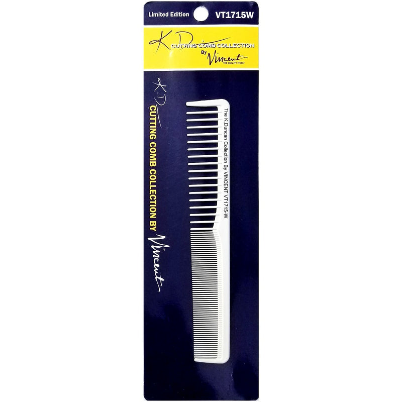 Vincent Ceramic 7-1/4" All Purpose Styling Comb - White #VT1715W