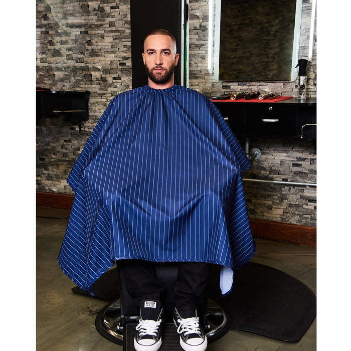 Barber Strong The Barber Cape - Classic Blue w/ White Pinstripe #BSC14-BLE/WHT