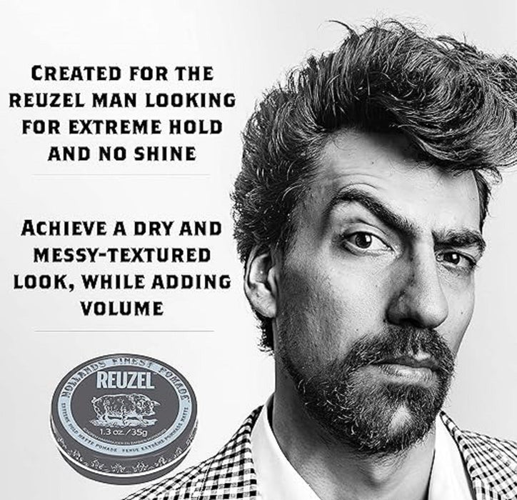 Reuzel Extreme Hold Matte Pomade - Extreme Hold, No Shine 4 oz