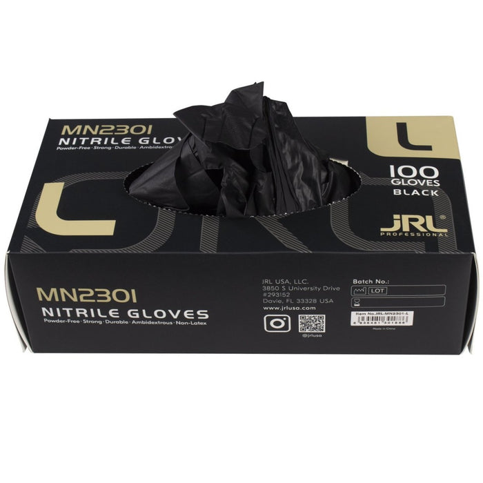 JRL Professional Black Nitrile Gloves 100 Pcs - Large #JRL-MN2301-L