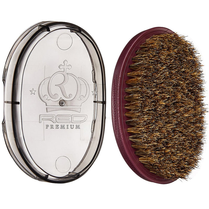 Red Premium Bow Wow X Pocket Wave Boar Brush with Case Soft Bristles #BR31