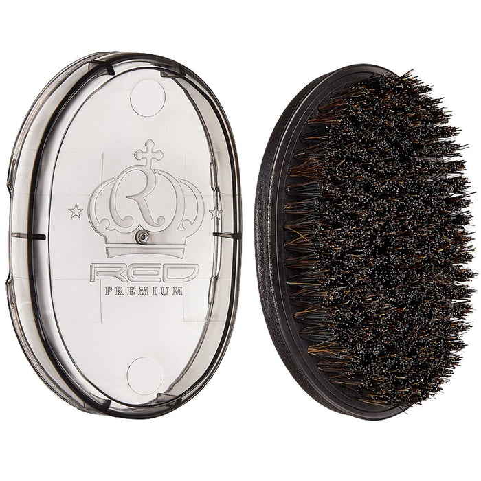 Red Premium Bow Wow X Pocket Wave Mixed Boar Brush with Case Medium Bristles #BR32