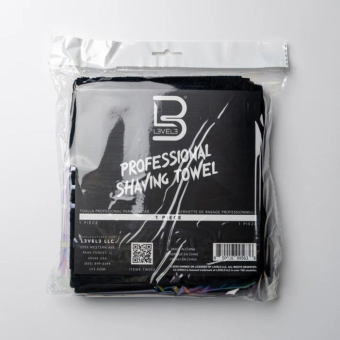 L3VEL3 Premium Shaving Towel - Black (14" x 28")