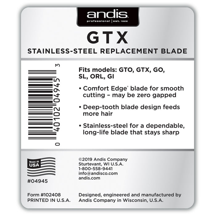 Andis GTX Deep Tooth T-Outliner® Replacement Blade - Stainless Steel #04945