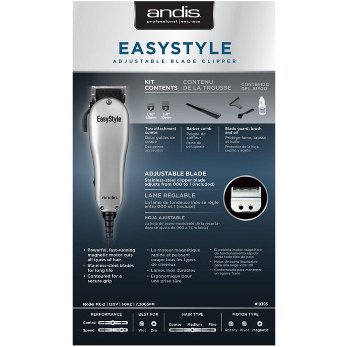 Andis EasyStyle Adjustable Blade Clipper 7 Piece Kit #18395