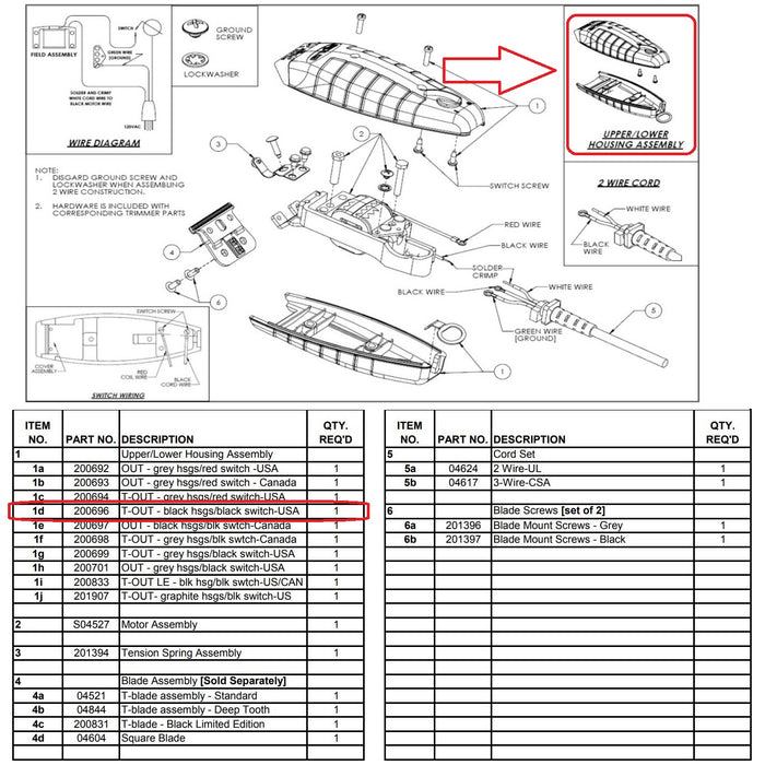 Andis Part Housing Case Cover Set Fits GTX T-Outliner #200696