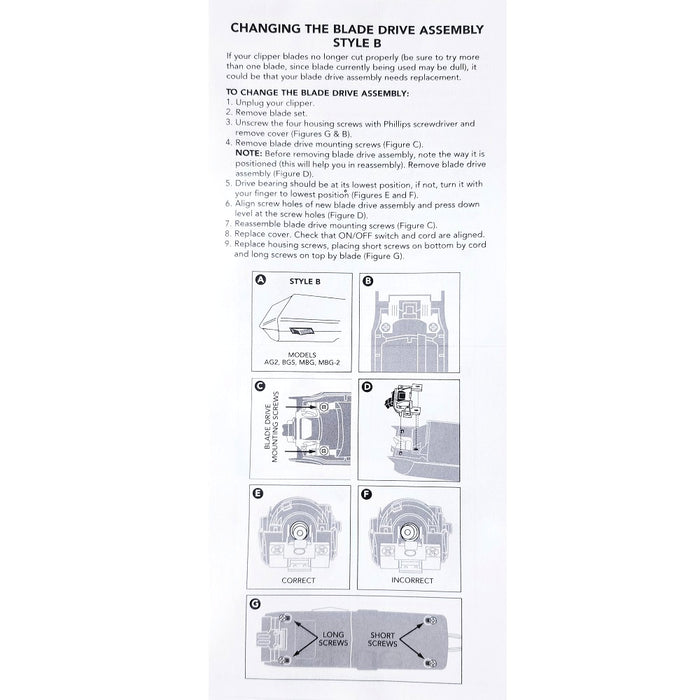 Andis Part Replacement Blade Drive Assembly Fits AG, BG, DBLC, MBG, SMC Series #20659