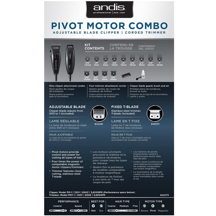 Andis Pivot Motor Combo Black #24075