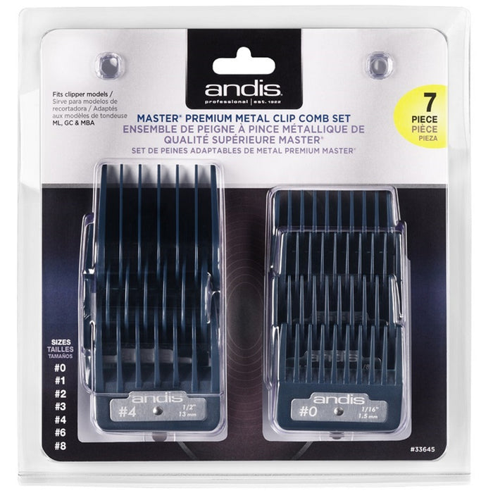 Andis Master Premium Metal Clip Combs 7-Comb Set #33645