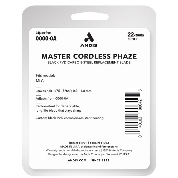 Andis Master Cordless Phaze Replacement Black Blade [22-Tooth] #561921