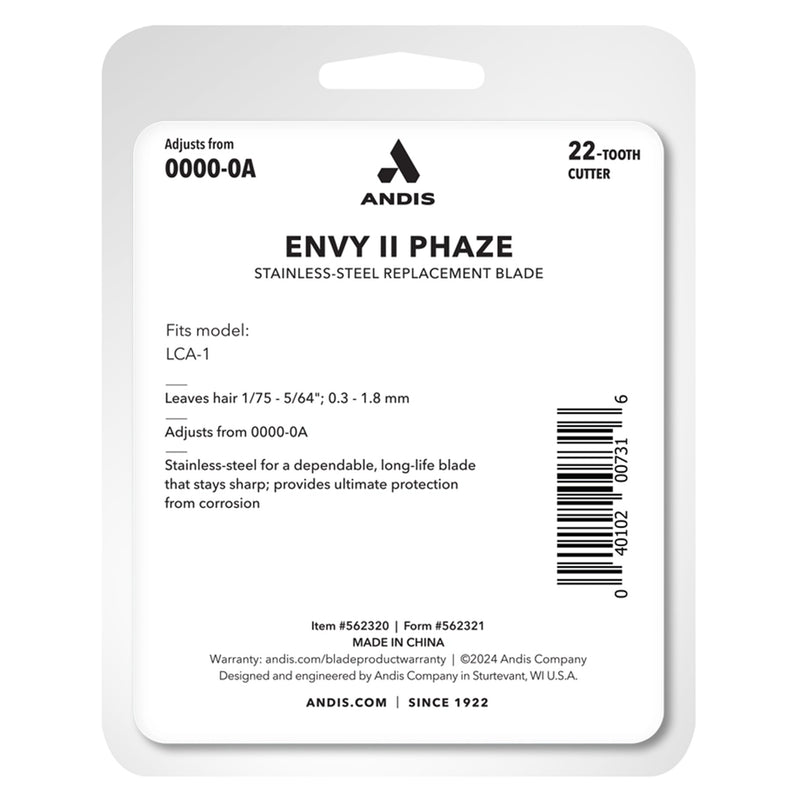 Andis ENVY II Phaze Stainless Steel Replacement Blade Size 0000-0A #562320