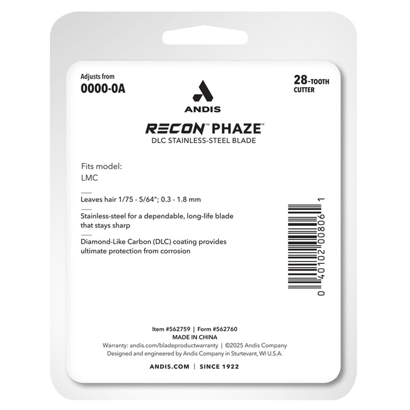 Andis Recon Clipper Phaze DLC Stainless Steel Blade Fits Model LMC #562759