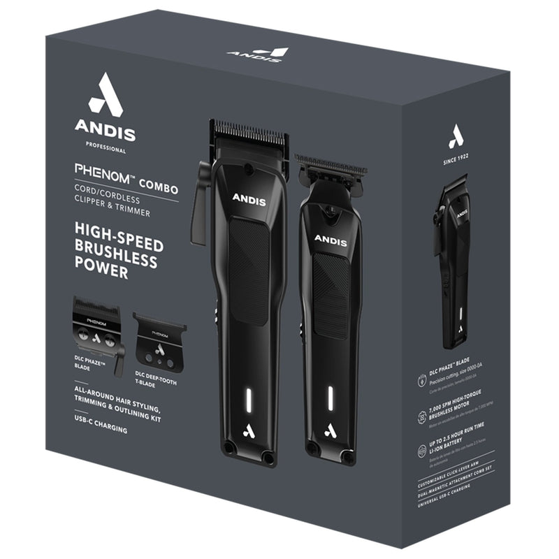 Andis Phenom Combo Cordless Clipper & Trimmer - Black #563534