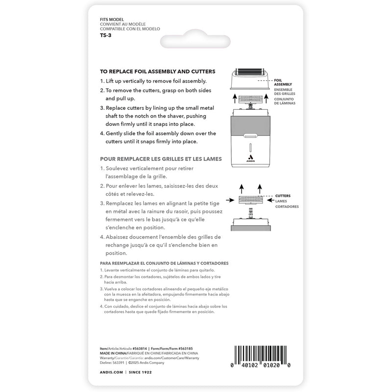 Andis Profoil Plus II Shaver Replacement Foil & Cutter Black Chrome #563814
