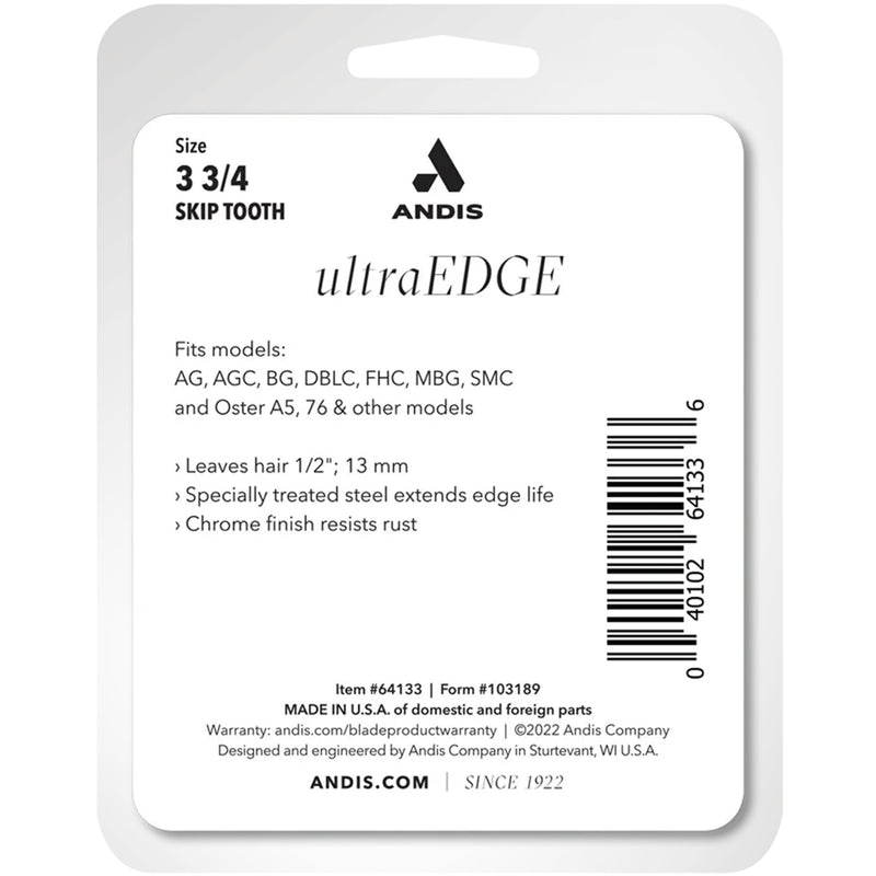 Andis UltraEdge Detachable Blade, Size 3 3/4 Skip Tooth #64133