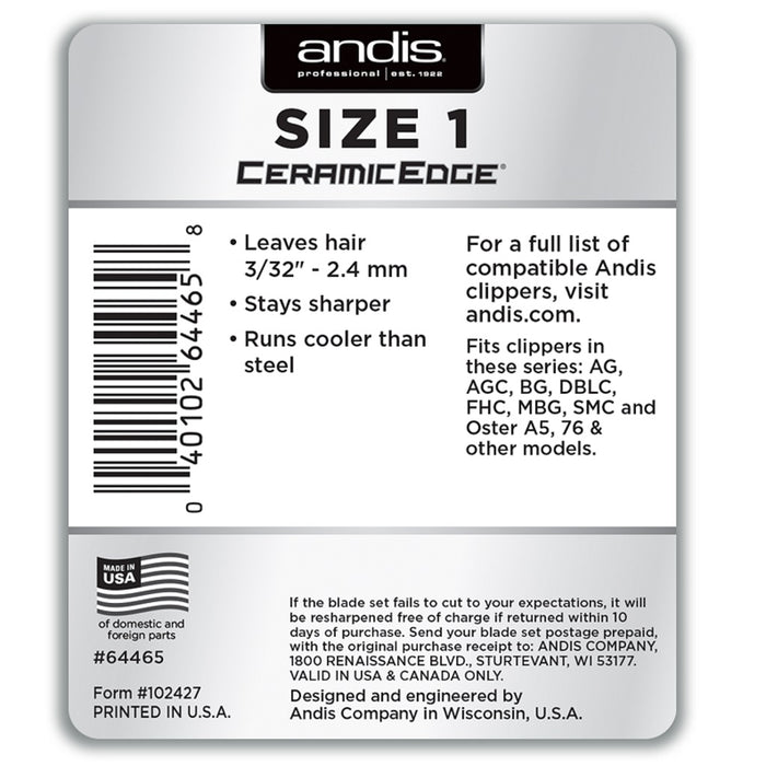 Andis CeramicEdge Detachable Blade, Size 1 #64465