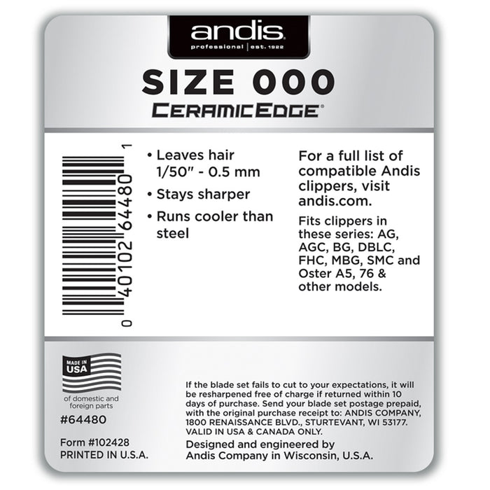 Andis CeramicEdge Detachable Blade, Size 000 #64480