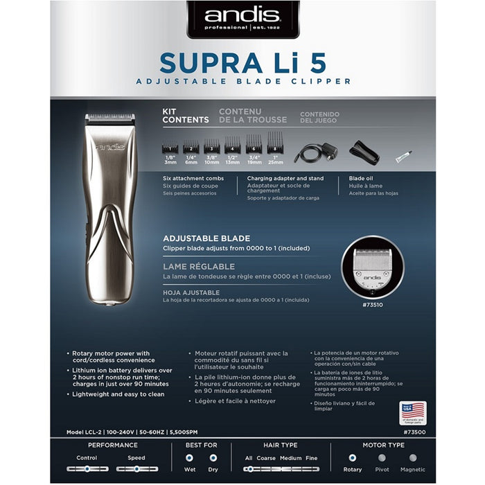 Andis Supra Li 5 Adjustable Blade Clipper #73500