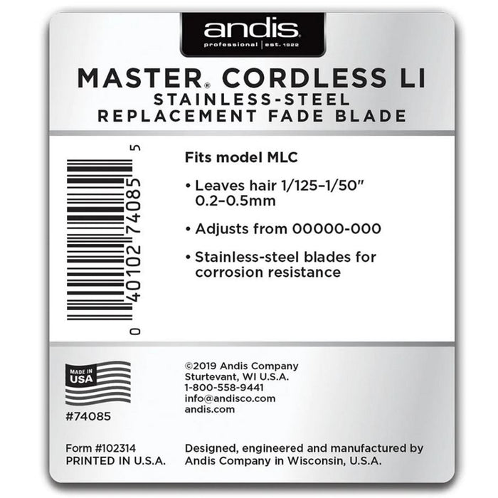 Andis Master Cordless Li Replacement Fade Blade Size 0000-000 #74085