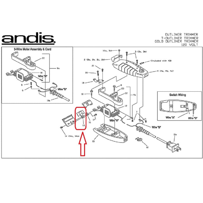 Andis Part Replacement T-Guide Fits Outliner, T-Outliner, GTO/GO #04116