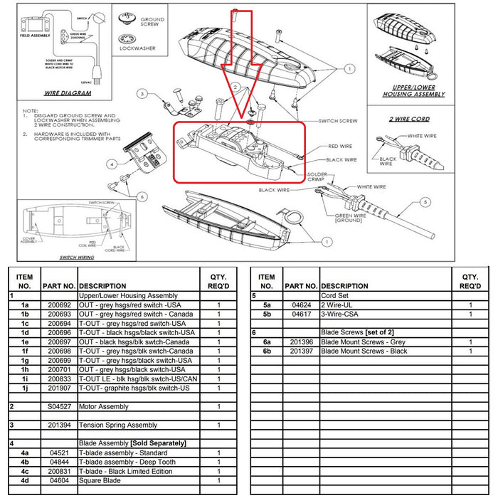 Andis Part Replacement Motor Assembly Fits Outliner, T-Outliner, GTO/GO #S04515