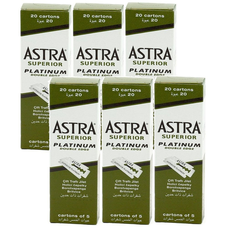 Astra Platinum Double Edge Safety Razor 600 Blades - 100 Blades x 6 Pack (Bulk)