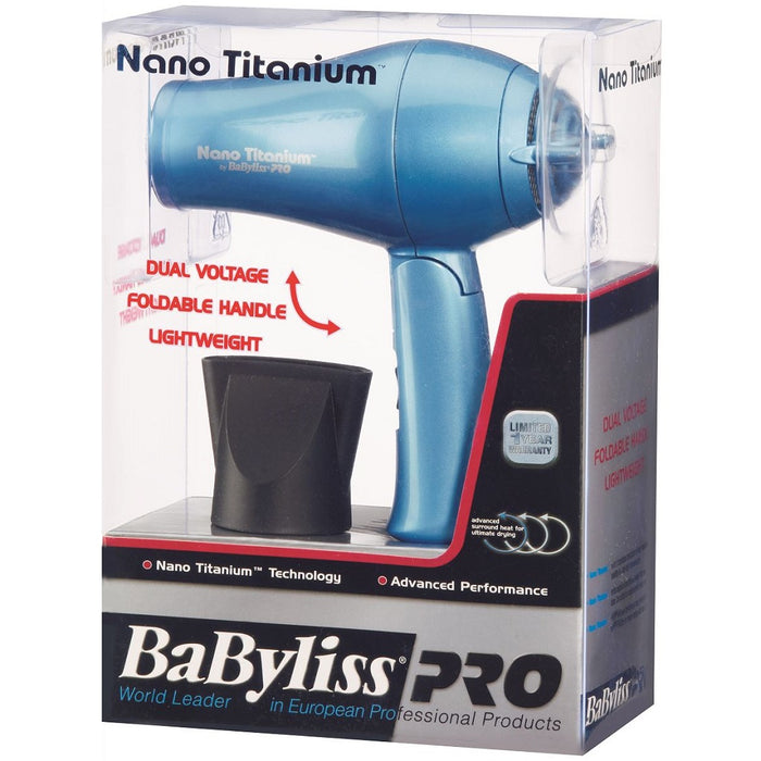 BaByliss Pro Nano Titanium Travel Dryer - Blue #BNT053TUC