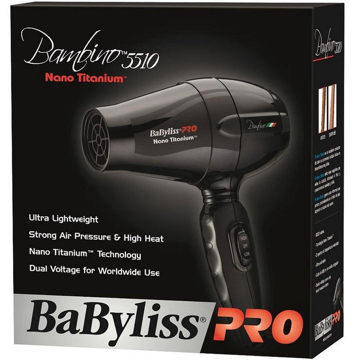 BaByliss Pro Nano Titanium Bambino 5510 Compact Hair Dryer #BABNT5510