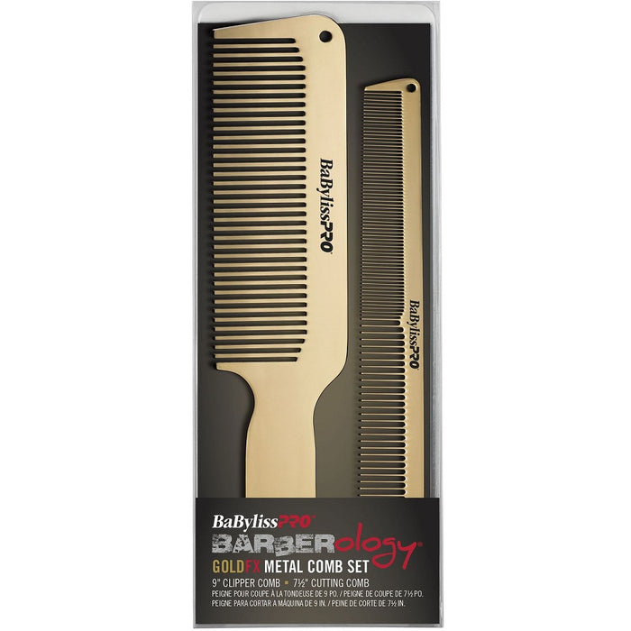 BaByliss Pro BARBERology GOLDFX Metal Comb 2-Pack #BCOMBSET2G