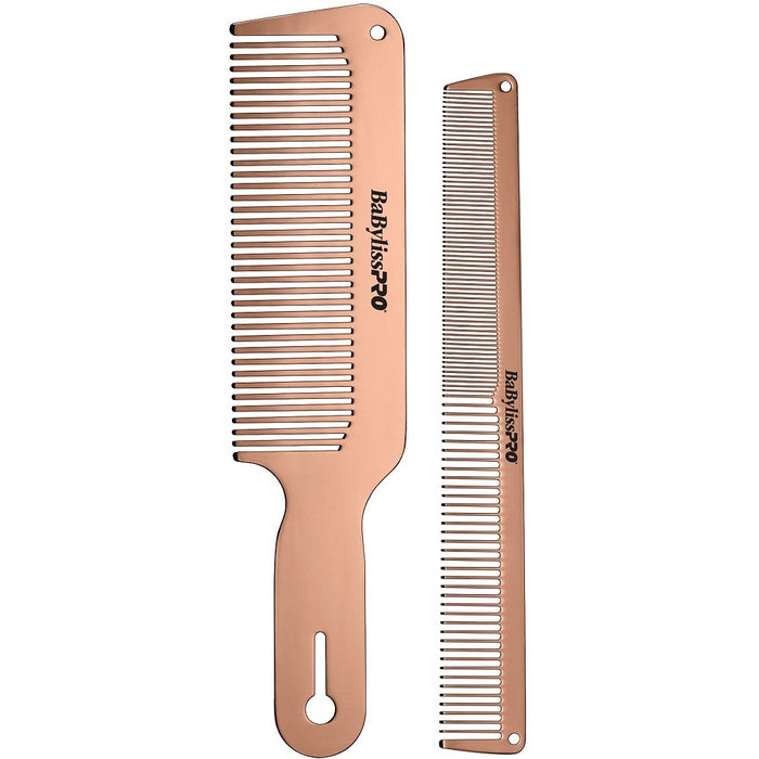 BaByliss Pro BARBERology ROSEFX Metal Comb 2-Pack #BCOMBSET2RG