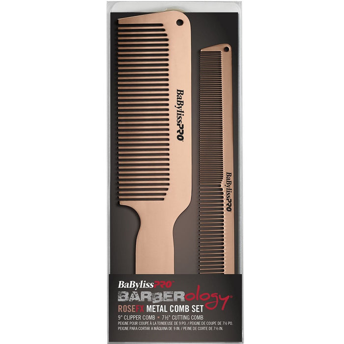 BaByliss Pro BARBERology ROSEFX Metal Comb 2-Pack #BCOMBSET2RG