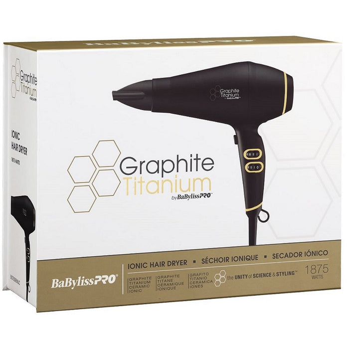 BaByliss Pro Graphite Titanium Ionic Hair Dryer 1875 Watts #BGT6395NUC